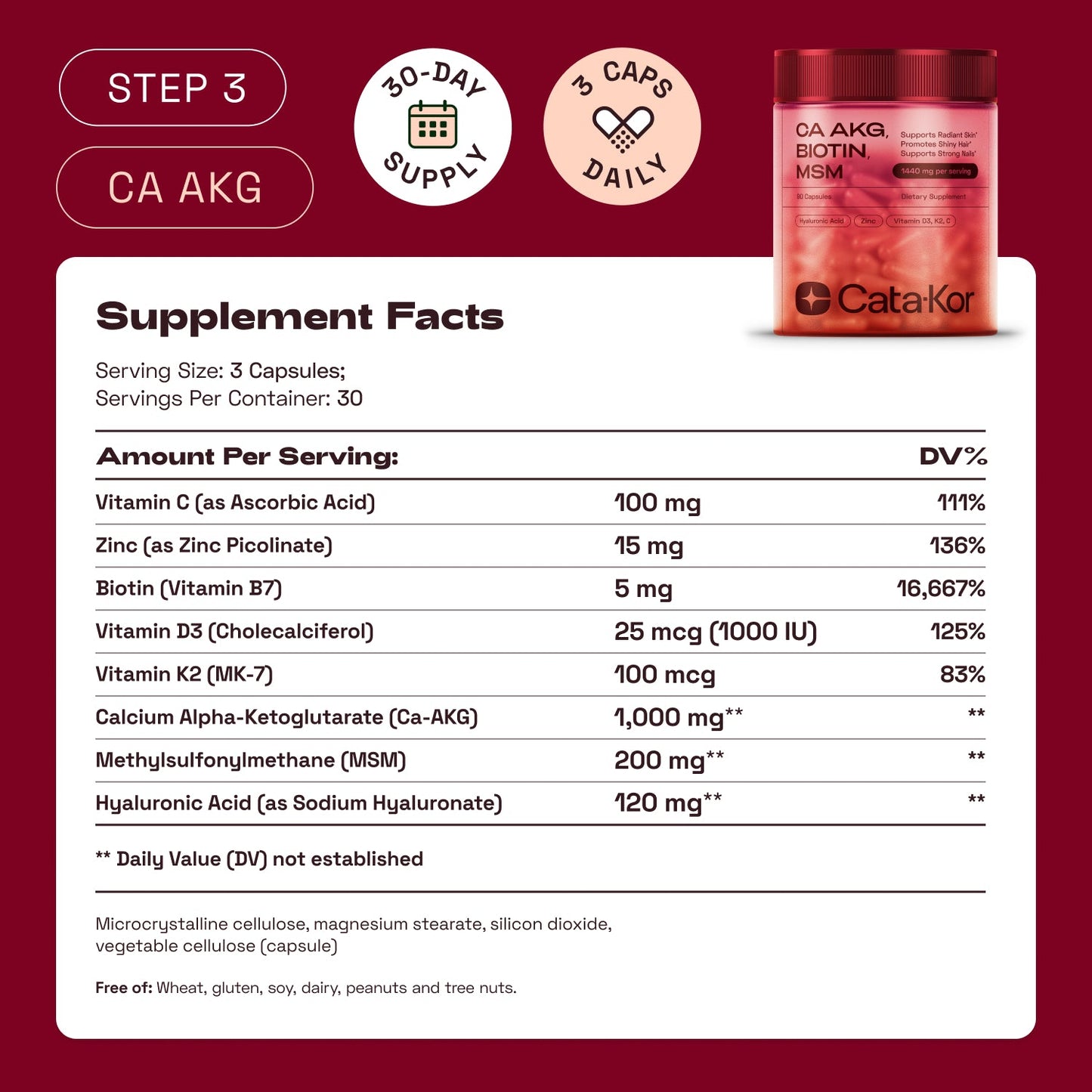 Cata-Kor Cellular Power Trio - NAD Advanced 500 mg, NMN 1000 mg, CA AKG 1000 mg - Resveratrol, TMG, MSM