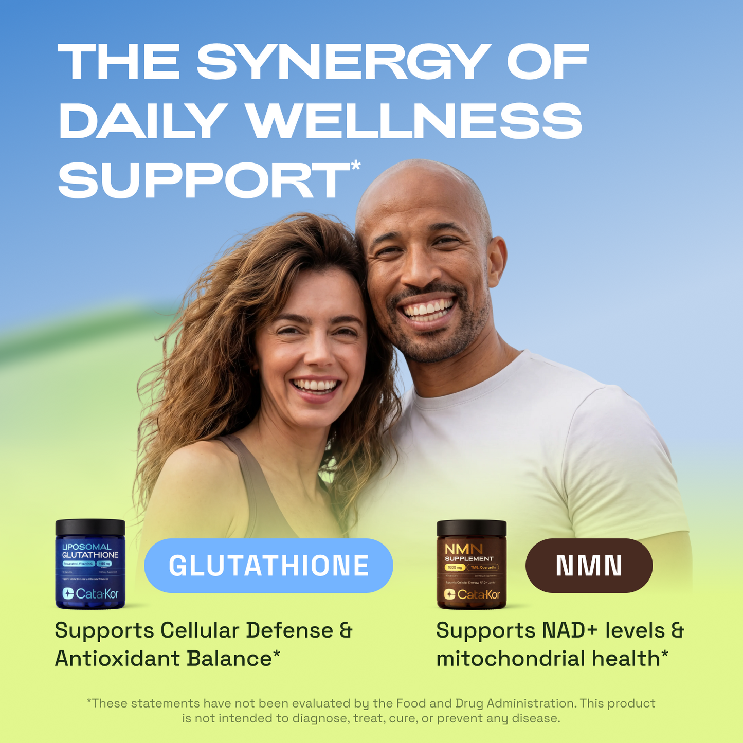 Cata-Kor Energy & Defense DUO - NMN 1,000 mg, Liposomal Glutathione 500 mg, Vitamin C, TMG, Resveratrol