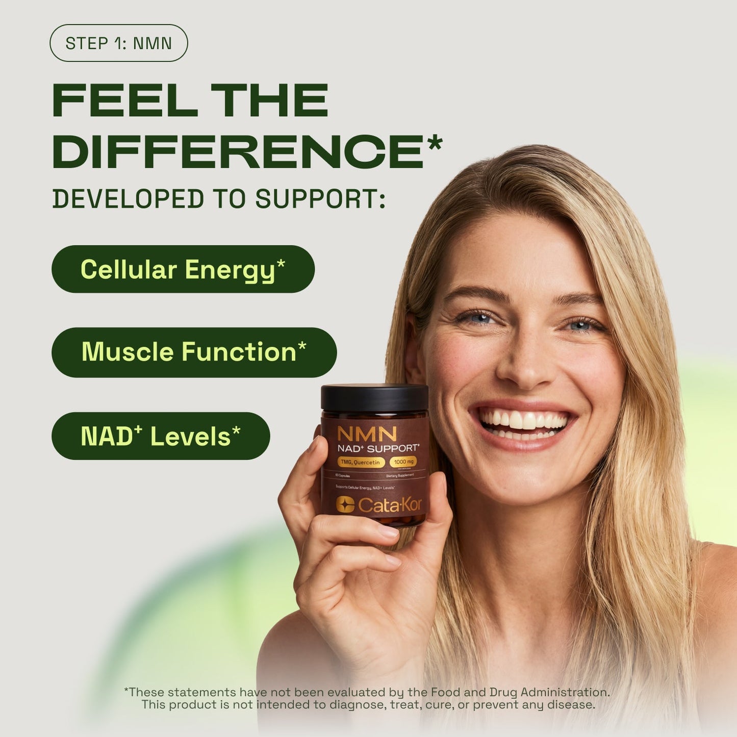 Cata-Kor Ultimate Longevity - NMN 1000 mg, Liposomal Glutathione 500 mg, CA AKG, Biotin, Hyaluronic Acid, MSM, Vitamin C