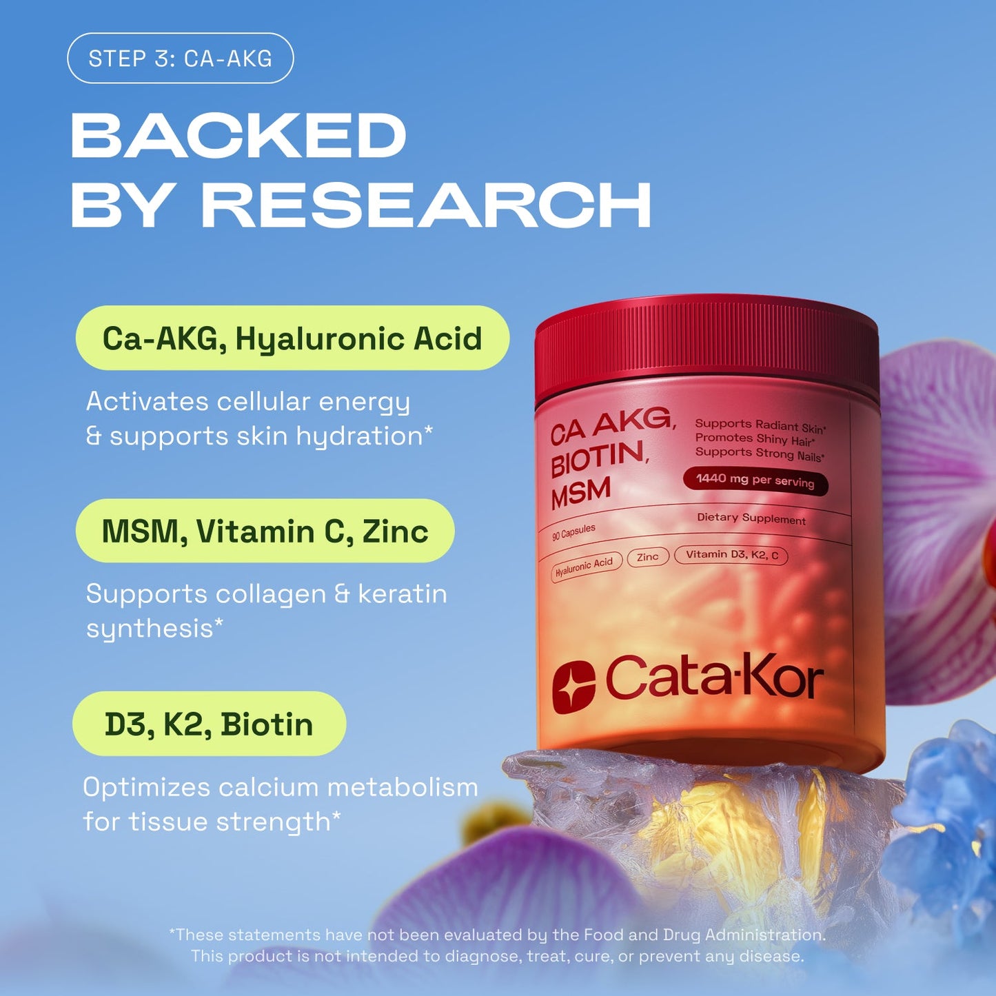 CEO's Bundle - Cata-Kor Liposomal Glutathione 500 mg, NMN 1000 mg, NAD+ Advanced 500 mg, CA AKG 1000 mg, Biotin, MSM, TMG, Hyaluronic Acid