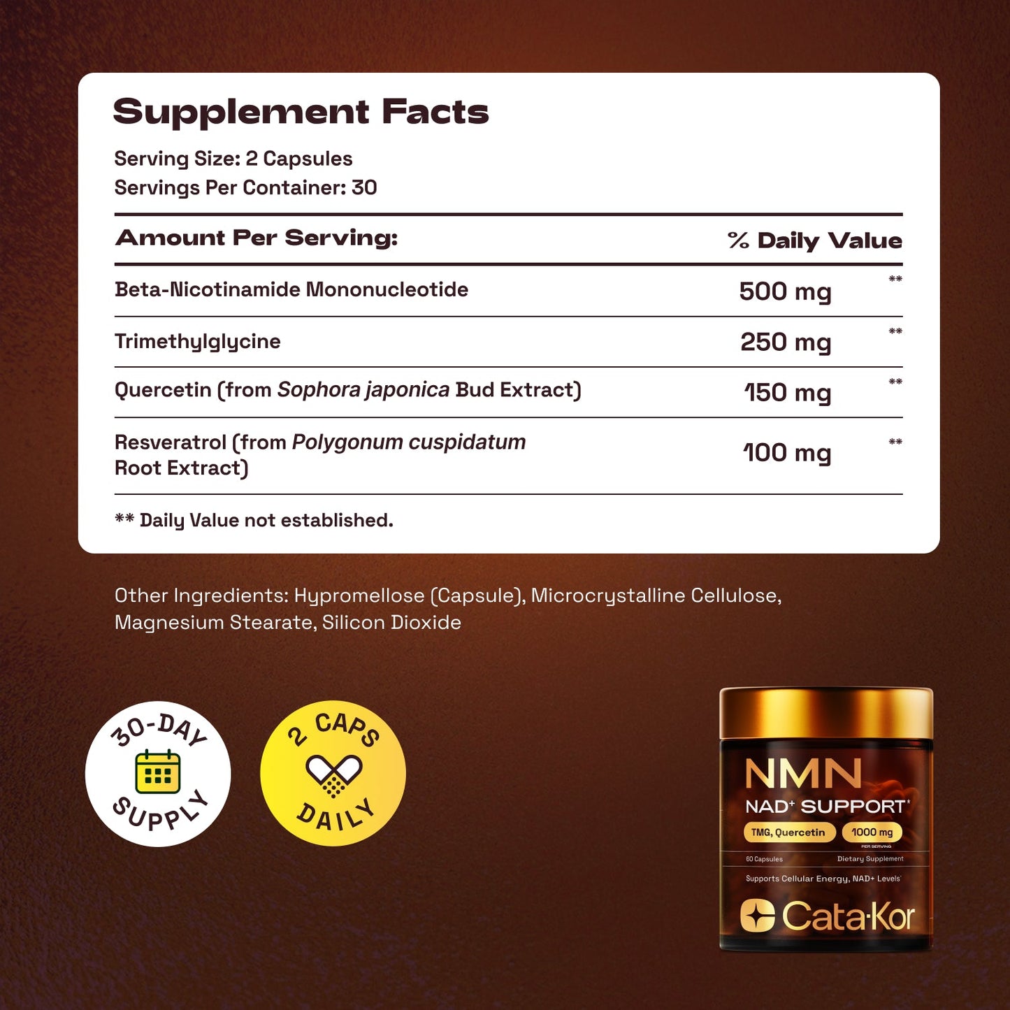 Cata-Kor NMN Longevity Support & Beauty Blend (CA AKG, Hyaluronic Acid & Biotin)