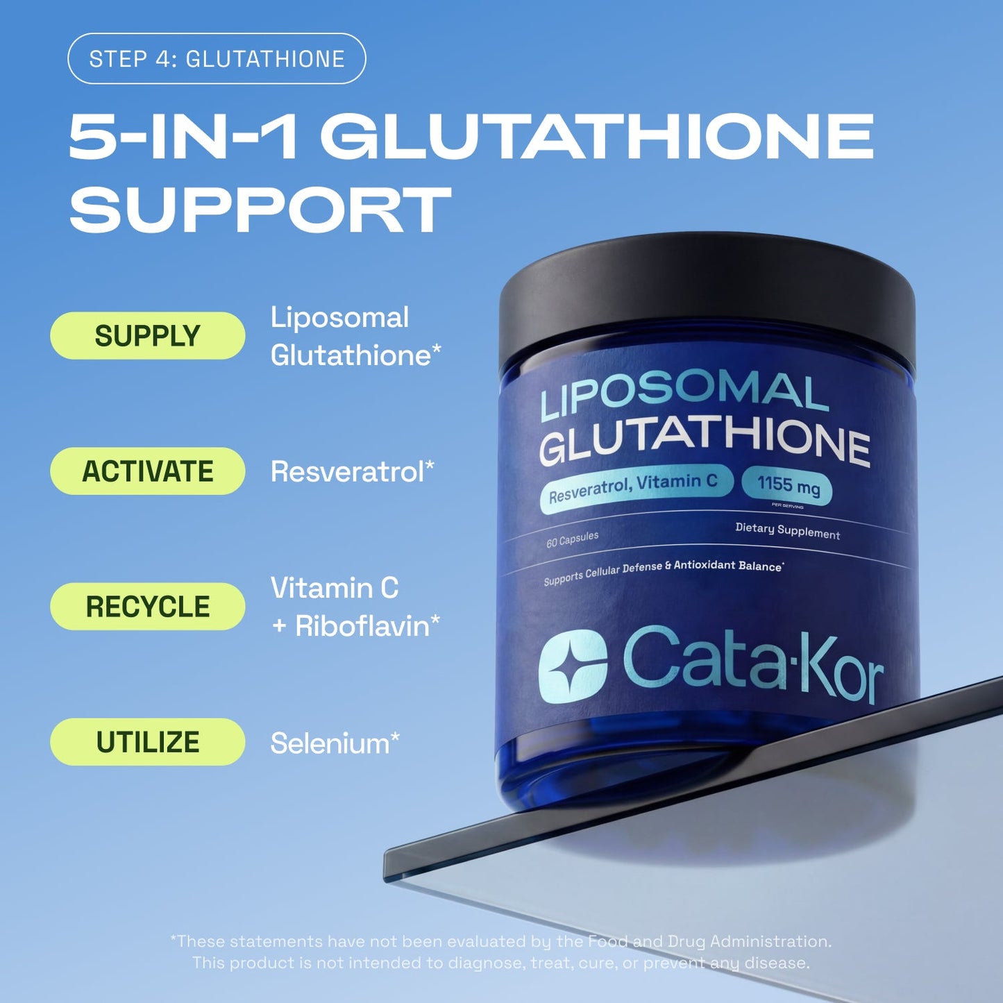 CEO's Bundle - Cata-Kor Liposomal Glutathione 500 mg, NMN 1000 mg, NAD+ Advanced 500 mg, CA AKG 1000 mg, Biotin, MSM, TMG, Hyaluronic Acid