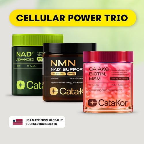 Cata-Kor Cellular Power Trio - NAD Advanced 500 mg, NMN 1000 mg, CA AKG 1000 mg - Resveratrol, TMG, MSM